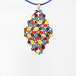 Pendant 30cm - Xochitl Rhombus M-Purple Leather - Pendant 30cm - Laiton bronze